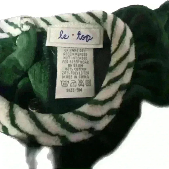 LeTop Vintage 3 Reindeers Velour Christmas Infant Green Dress Size 9 months - Picture 3 of 4